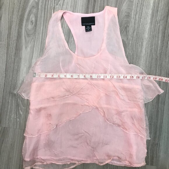 Cynthia Rowley Silk Pink Chiffon Tier Y2K Tank Womens M - Picture 5 of 7